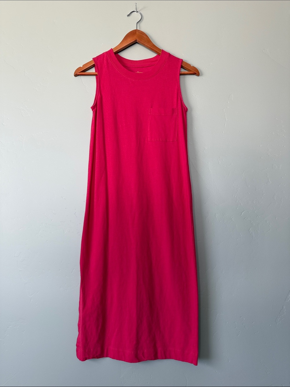 Everlane Hot Pink Sleeveless Maxi Dress with Chest Pocket